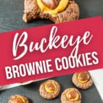 Two views of the buckeye brownie cookies.