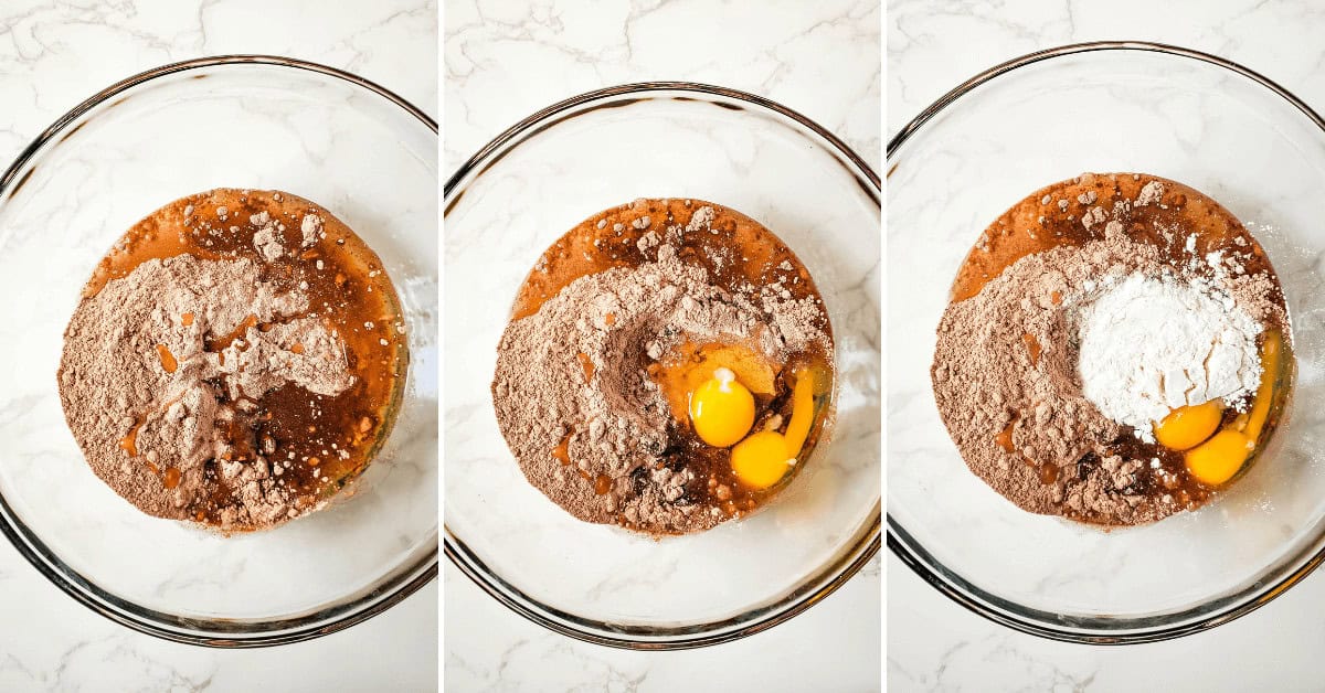 Preparing the buckeye brownie cookie batter.