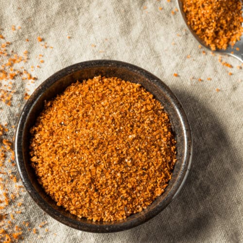 A bowl of the homemade substitute for cajun seasoning.