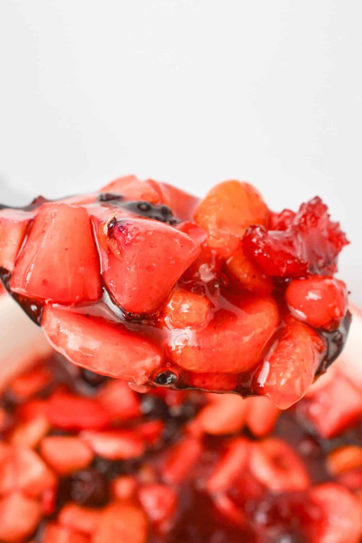 A close up of the fruity dessert.