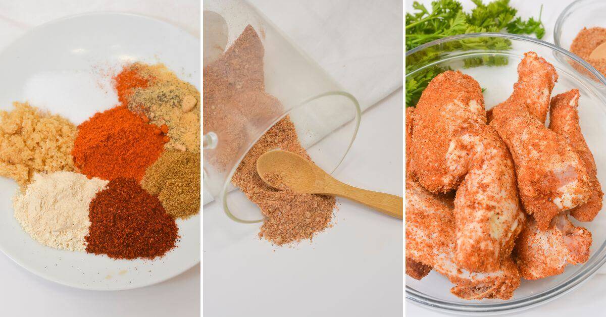 Three images: assorted spices on a plate.
