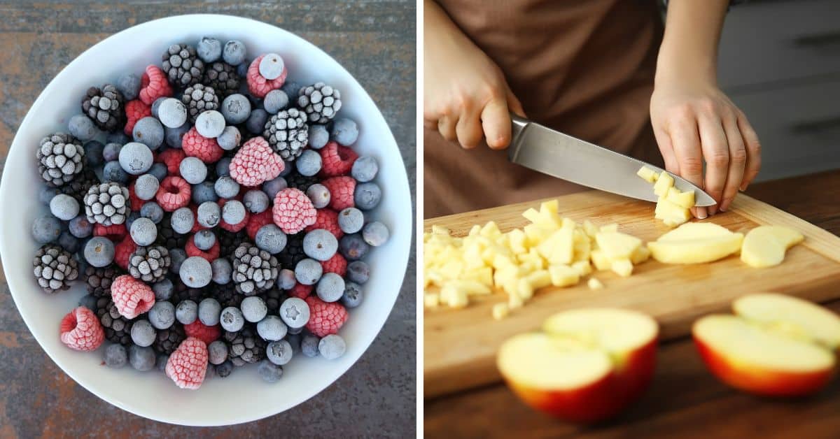 Frozen berries and chopped apples for the jello.
