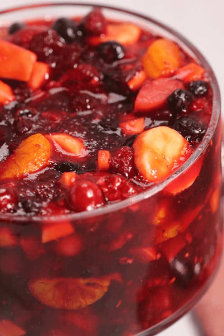 A delicious dish of cranberry jello salad.