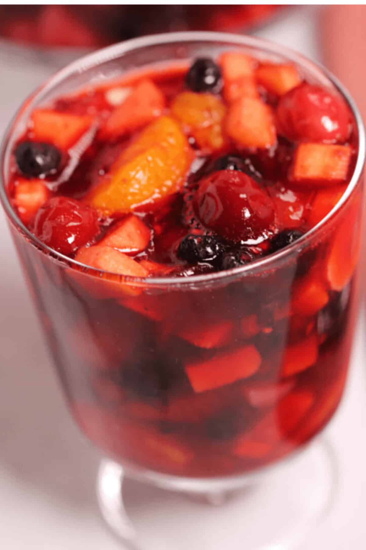 A top view of the finished fruity dessert.