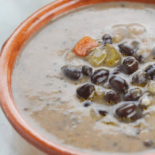 A Cuban black bean bowl of soup.