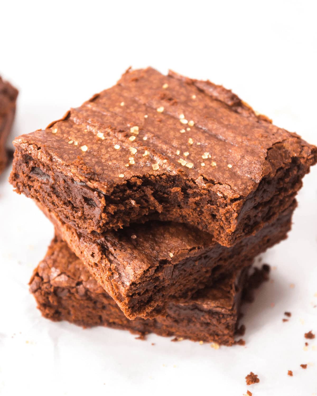 A stack of easy homemade brownies.