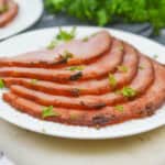 A plate of the sliced meat.