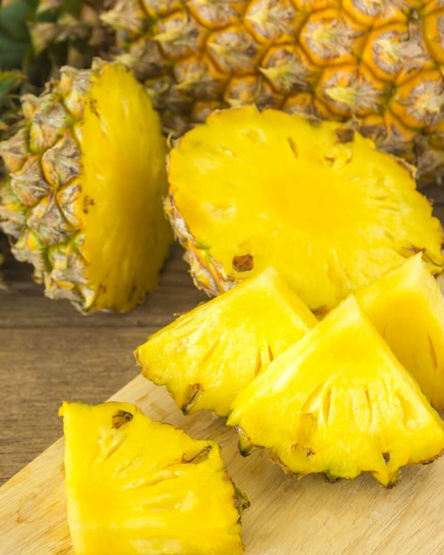 Slices of a pineapple.