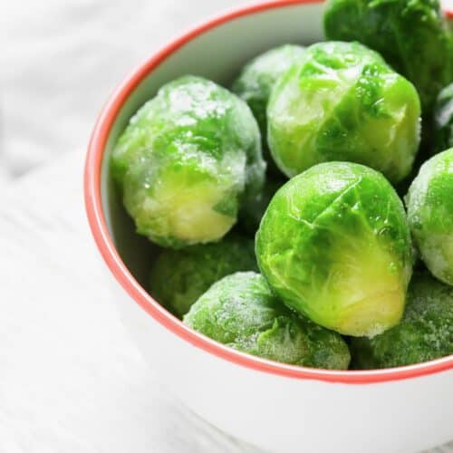 A side view of these brussels sprouts.