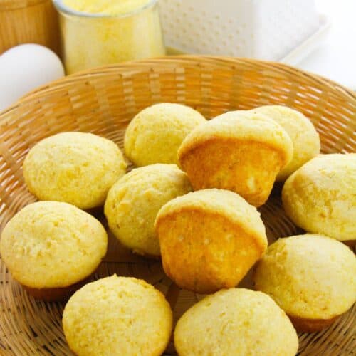 A wicker basket filled with the side dish.