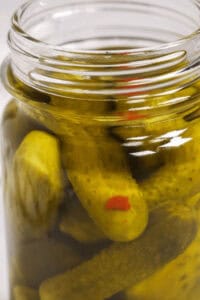 A jar of moonshine pickles.
