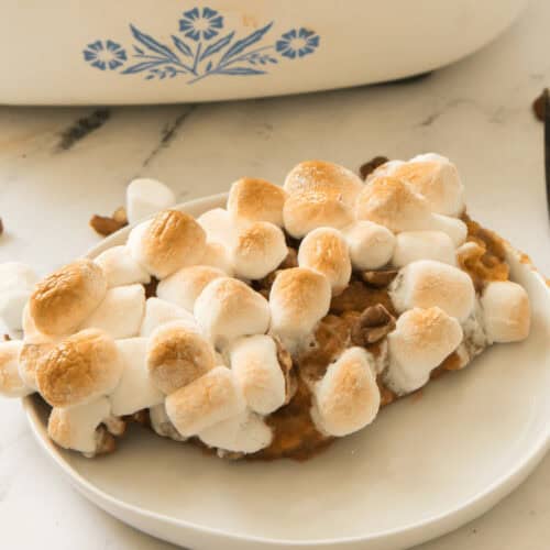 A beautiful sweet potato casserole with canned yams.