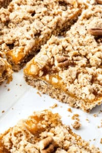 Peach bars with crumb topping.