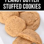 Peanut butter stuffed cookies on a white plate.