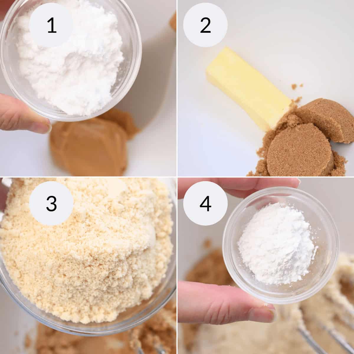 Dry ingredients for the peanut butter cookie dough.