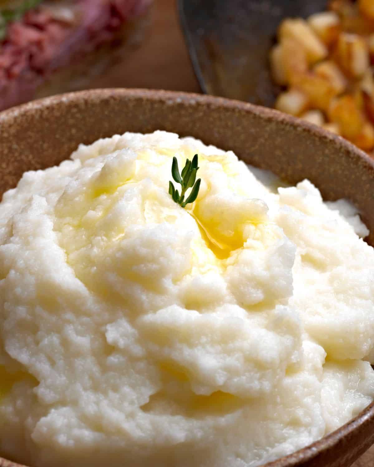 A serving of the finished instant pot mashed potaotes.
