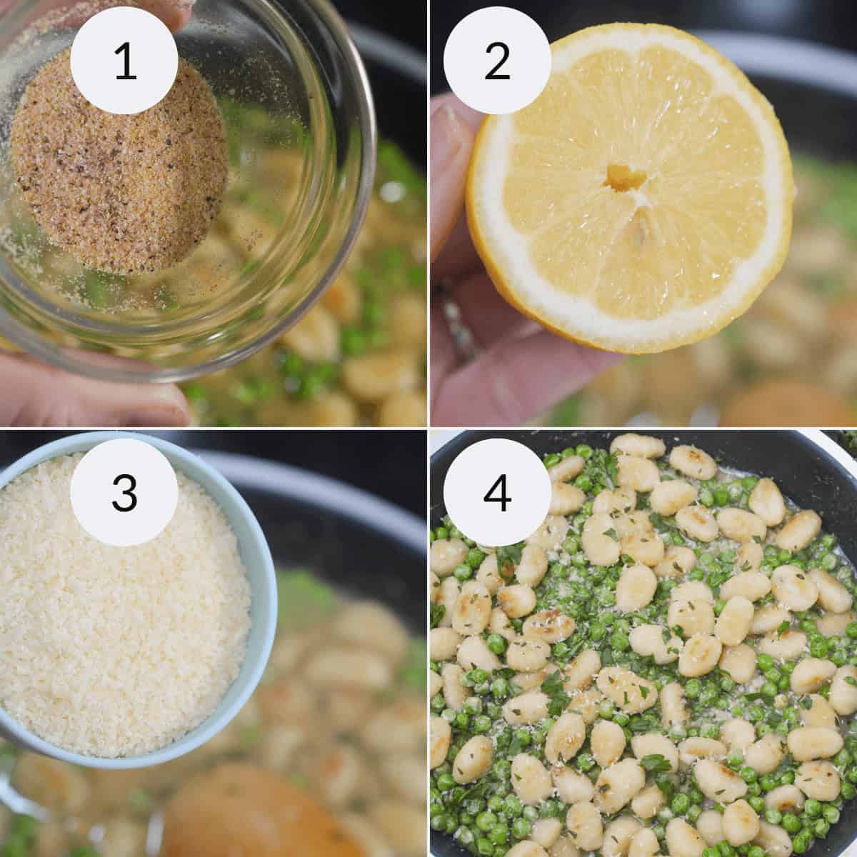 Cooking the gnocchi and creating the sauce for the dish.