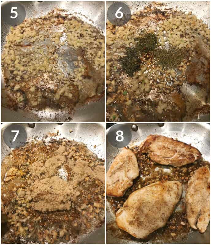 Finishing the Spicy Honey Garlic Chicken.