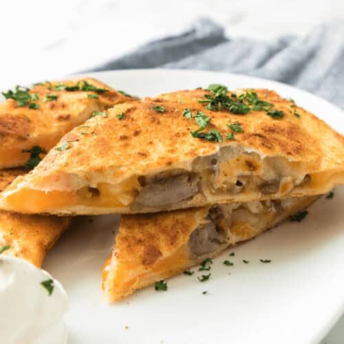 A stack of steak quesadillas.