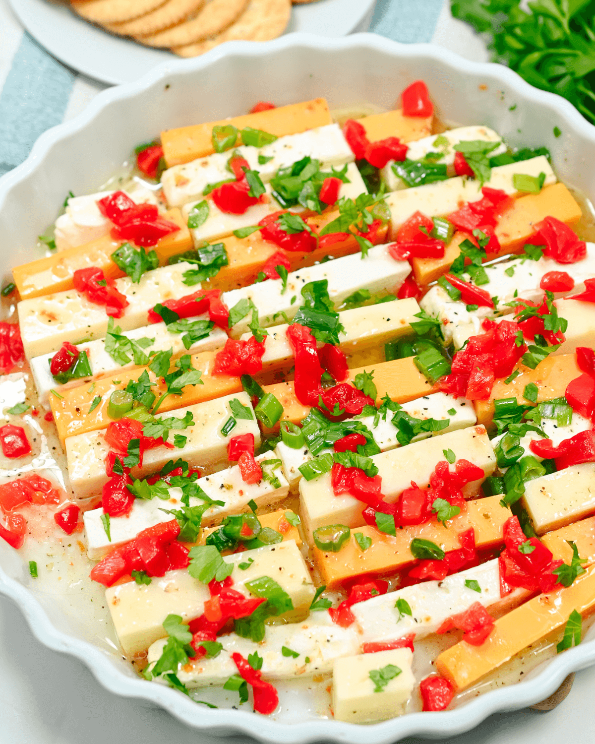 A platter of the finished appetizer.